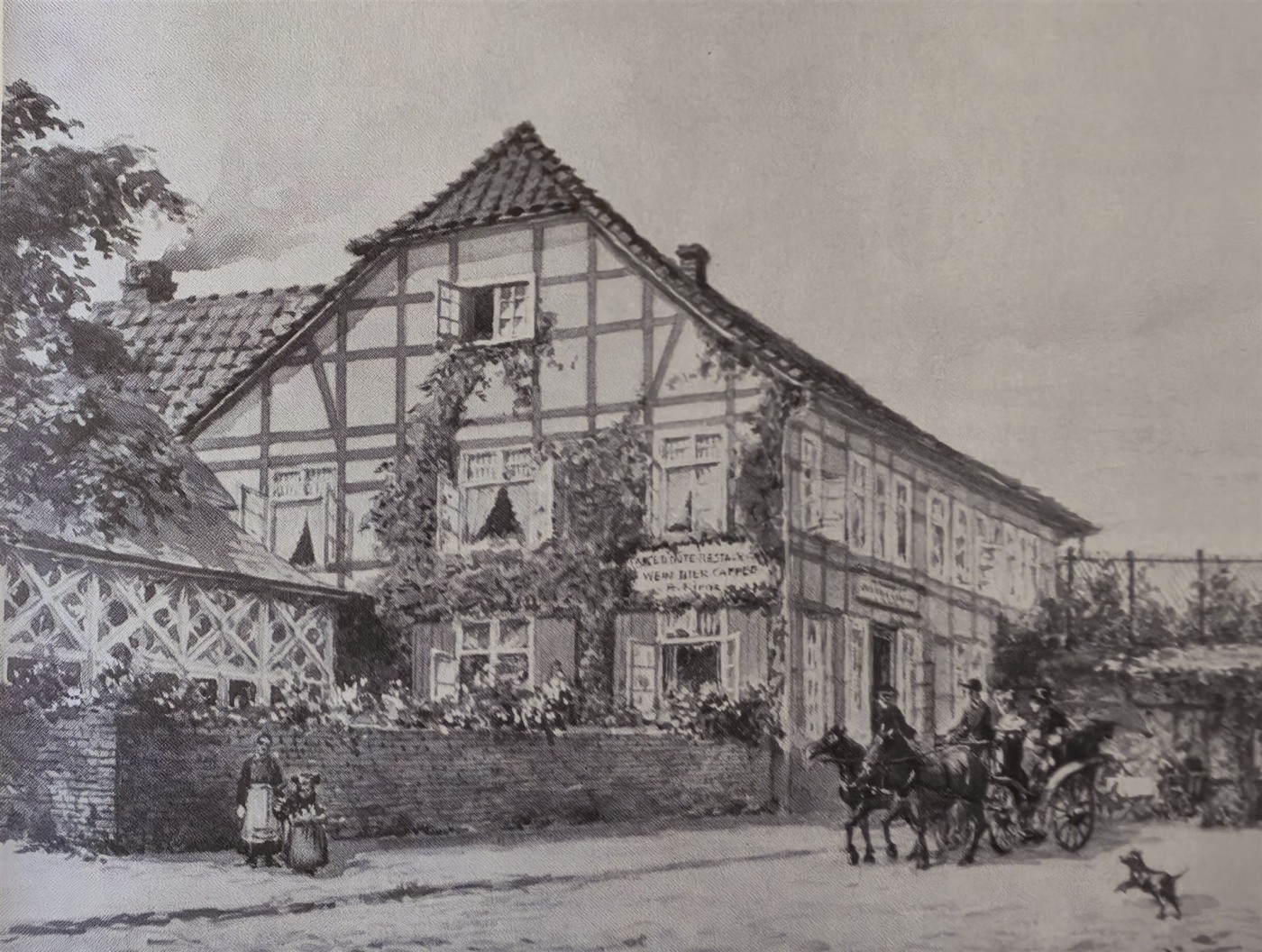 altes Bild von einem Gasthaus 